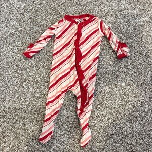 Kickee Pants Candy Cane Striped Red and White Baby Girl Sleeper 0-3m